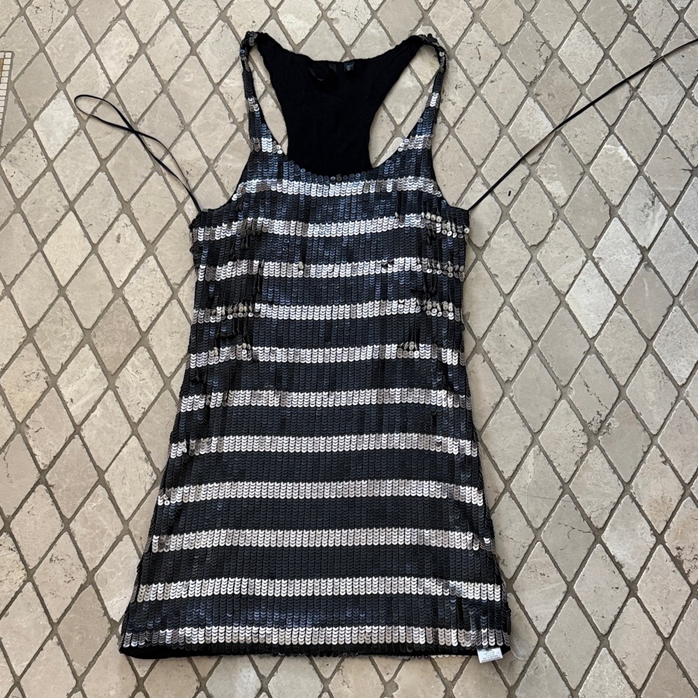 Joe's Jeans Black and Silver Striped Mini Dress
